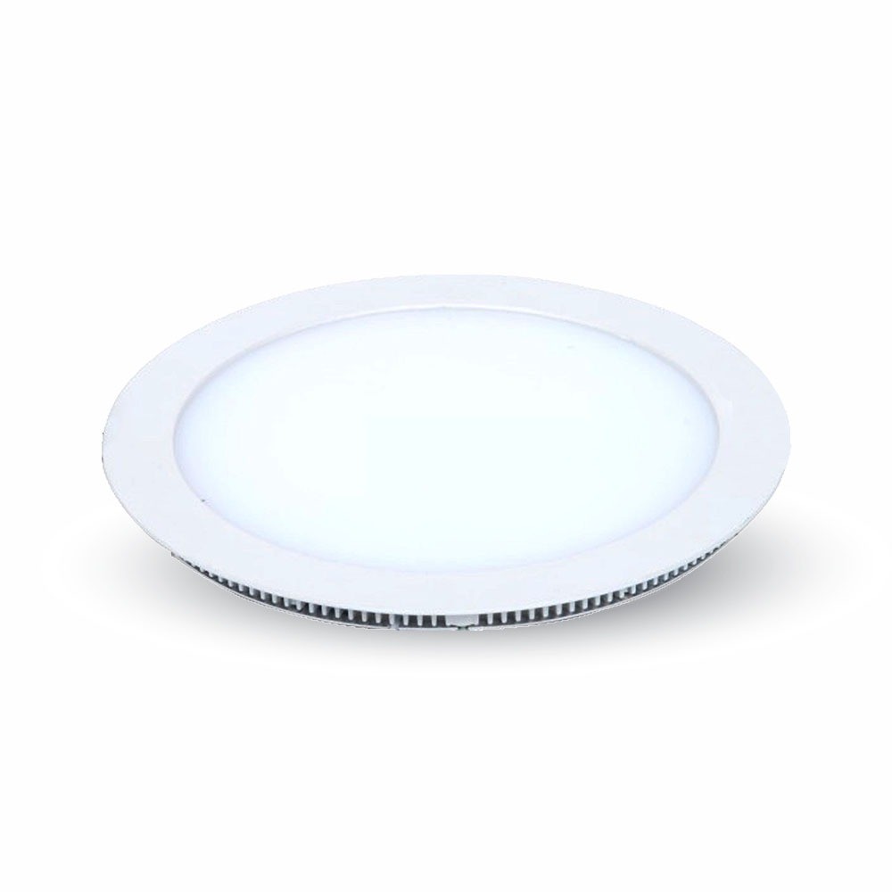 22w ø24cm Led Indbygningspanel   Hul: ø22 Cm, Mål: ø24 Cm, Hvid Kant, Ultra Slim Design   Kulør : Kold fra V-tac