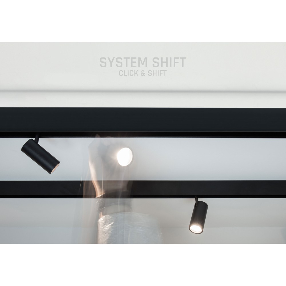 Shift Spot M   Lys 44x157x178mm, 10w, 24°, Sort, Dali   Dæmpbar : Dali Dæmpbar, Kulør : Varm fra Spectrum