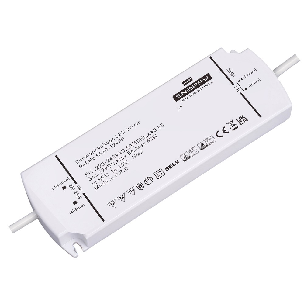 60w 12v Dc Strømforsyning 5a, Ip44 fra Snappy