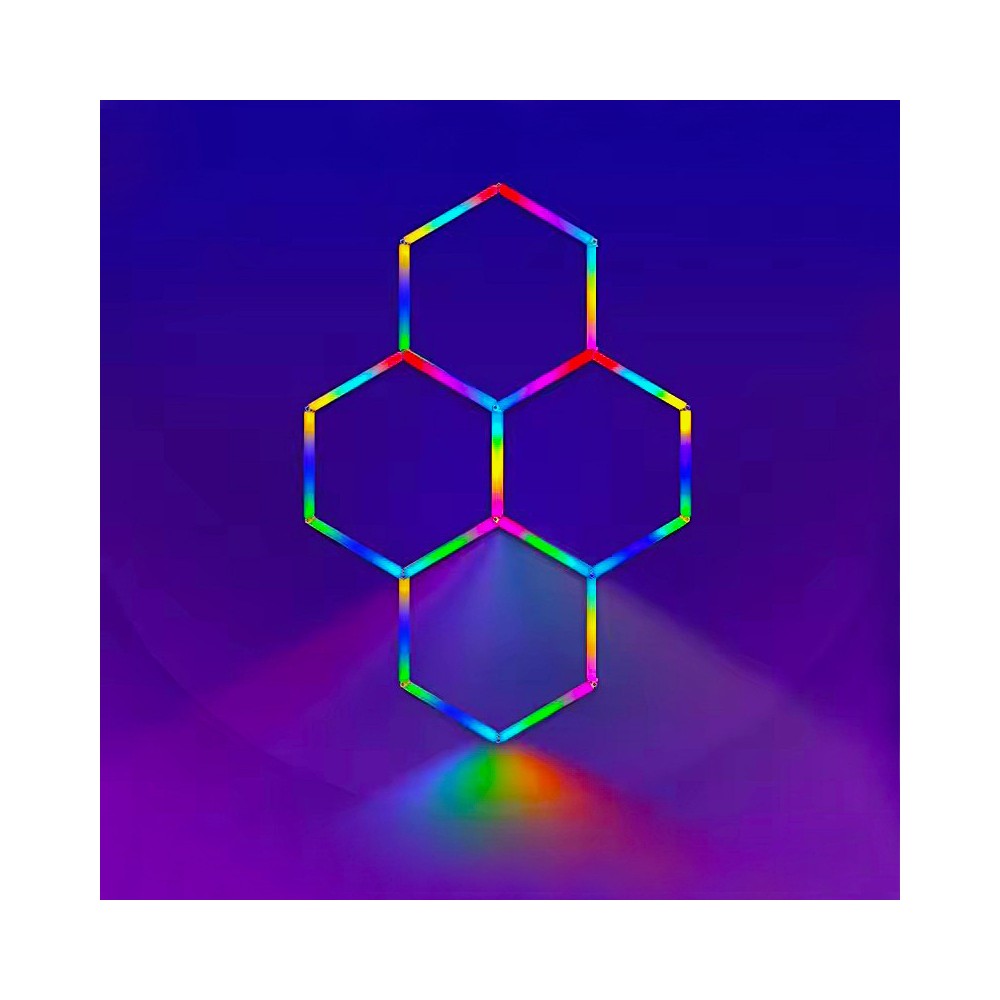 Hexagon Rgbic 4 Felter Komplet Sæt 64w   Inkl. Bluetooth Controller Og Strømforsyning   Kulør : Rgbic fra Ledlife