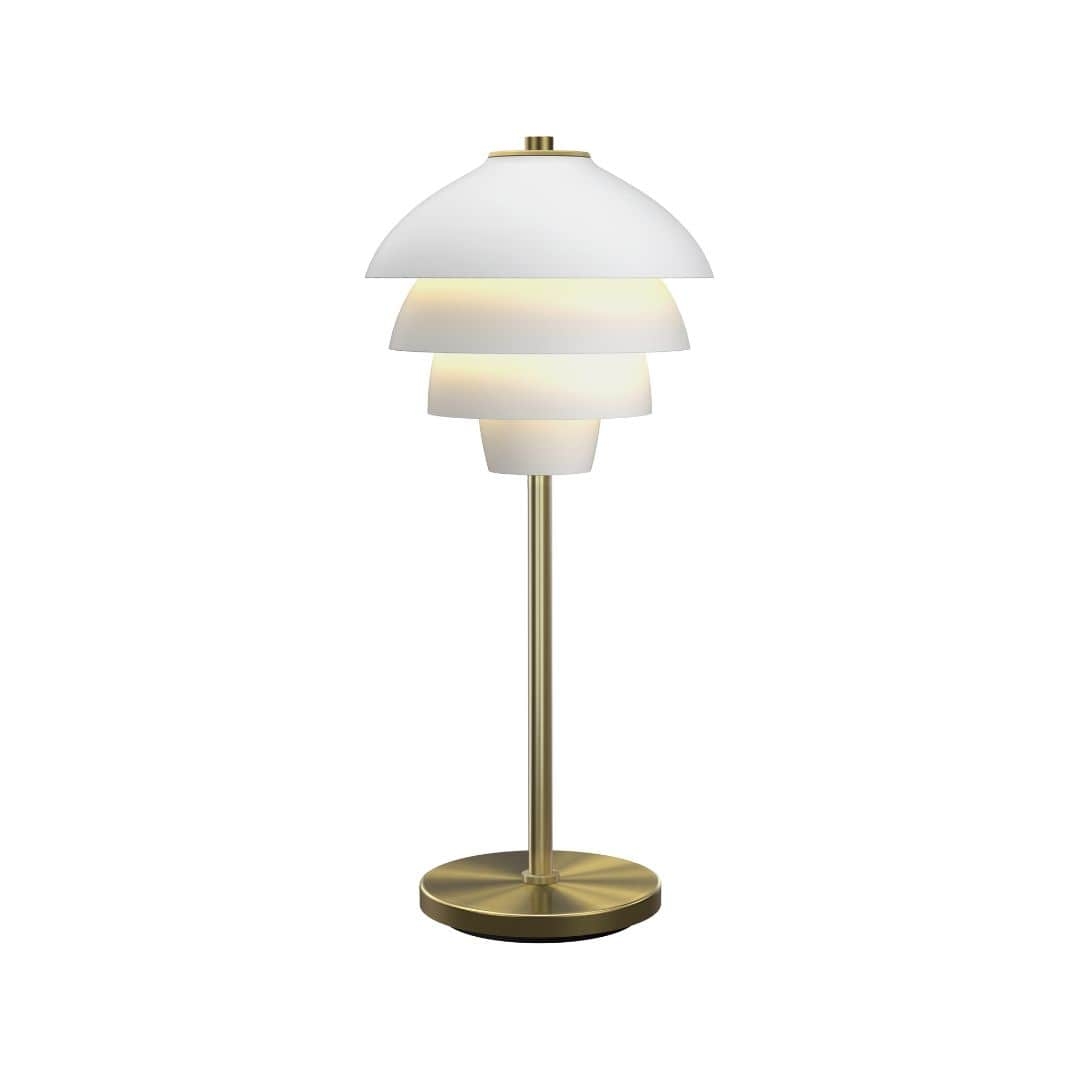Valencia Bordlampe   Mat Hvid  Messing     fra Belid