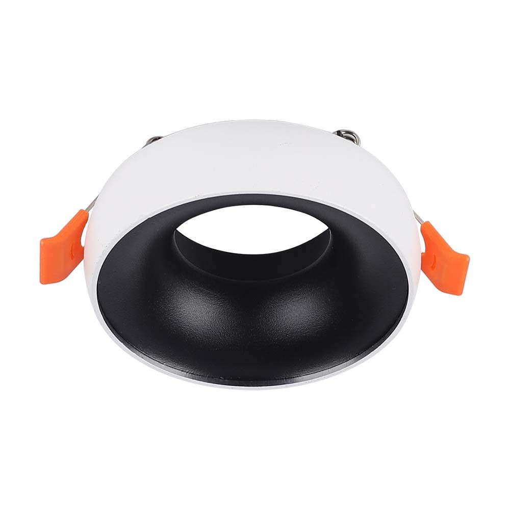 Gu10 Indbygningsspot Rund, Hvid Ramme, Sort Reflektor, Aluminium, Ip20, Hul: ø6 Cm, Mål: ø9,2 Cm fra V-tac