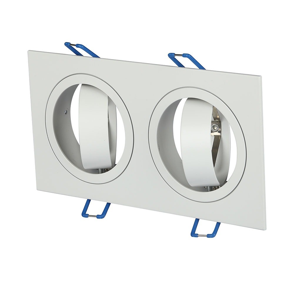 Dobbelt Gu10 Indbygningsspot, Hvid Ip54, Aluminium, Hul: 155x75 Mm, Mål: 173x91 Mm, Uden Lyskilde fra V-tac