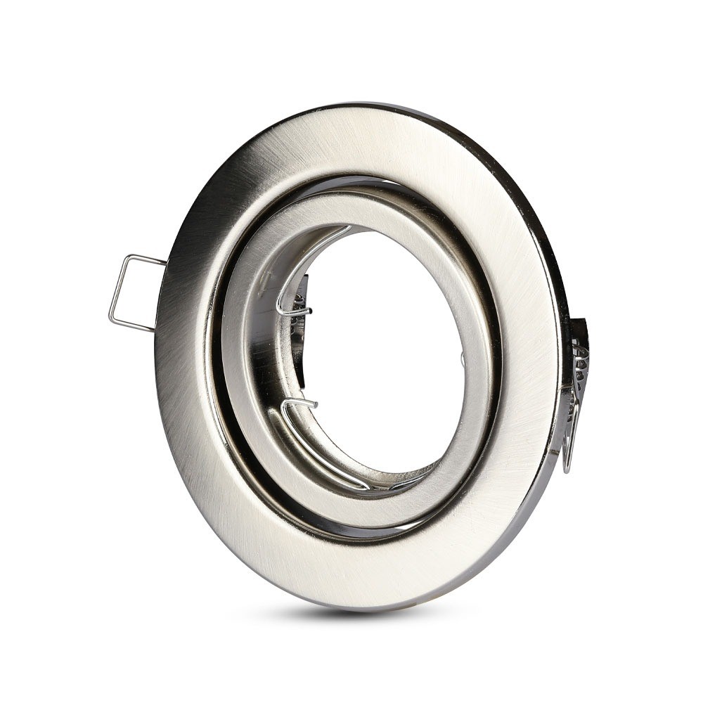 Gu10 Indbygningsspot Satin Nikkel, Rund, ø99 Mm, Hul: ø74 Mm fra V-tac