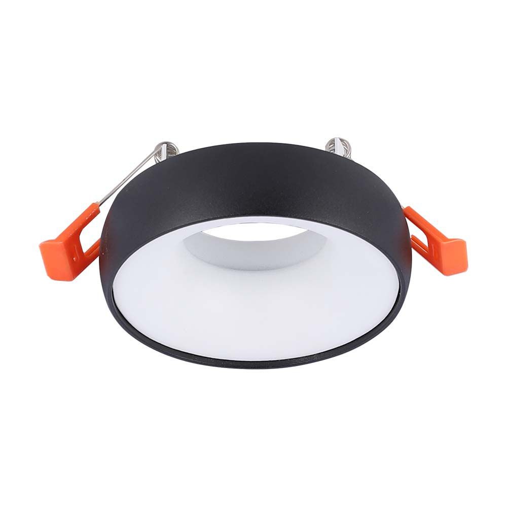 Gu10 Indbygningsspot Rund, Sort Med Hvid Reflektor, Aluminium, Hul: ø6cm, Mål: ø9,2cm fra V-tac