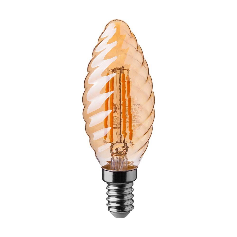 E14 4w Led Filament Kertepære Twist, Amber Glas, 2200k, 350lm Kulør : Ekstra Varm fra V-tac