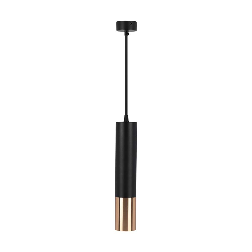 V Tac Gu10 Sort Guld Pendel Lampe    ø6x30cm., Hængende Pendel Med Gu10 Fatning fra V-tac