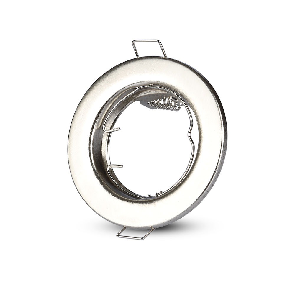 2 Stk. Gu10 Downlight Kit Rund, Satin Nikkel, Hul: ø6,5 Cm, Mål: ø8 Cm fra V-tac