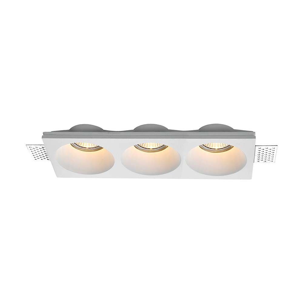 3xgu10 Indbygningsspot I Gips, Rund Hvid, Ip20, Hul: 285x105 Mm, Mål: 280x100x40 Mm fra V-tac