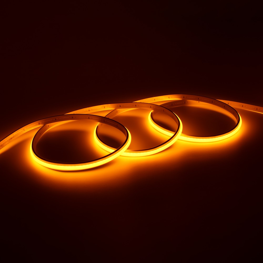 5m 9w M Gul Dot Free Cob Led Strip 24v Dc, Ip67, 240 Led M, 5 års Garanti fra Ledlife