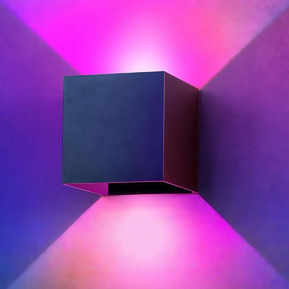 6w Cubic Væglampe   Ip65, Rgb+cct, Zigbee, Sort, Firkantet, Op Ned, Justerbar, Inde   Ude, Inkl. Lyskilde   Dæmpbar : Via Zigbee, Kulør : Rgb + Cct (varm Til Kold Hvid) fra Ledlife