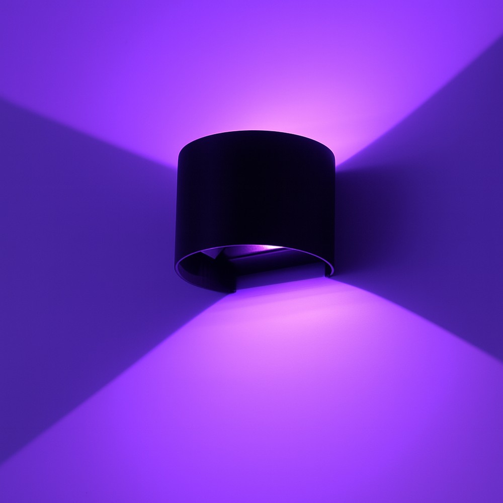 6w Væglampe   Ip65, Rund, Rgb + Cct Tuya, Sort, Op Ned, Justerbar, Inde   Ude, Inkl. Lyskilde   Dæmpbar : Via Smart Home, Kulør : Rgb + Cct (varm Til Kold Hvid) fra Ledlife