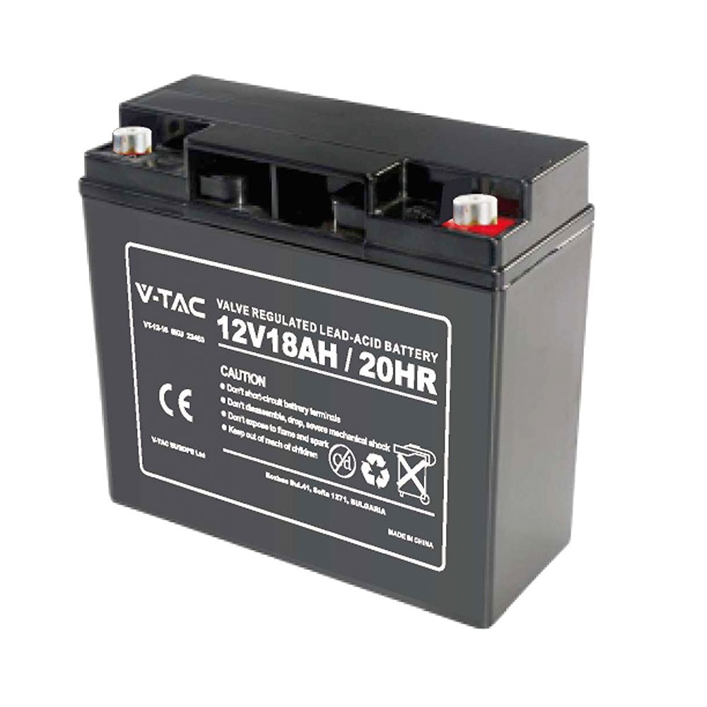 12v 18ah Blybatteri 180x77x167mm, M5 Terminal, Abs Kabinet fra V-tac