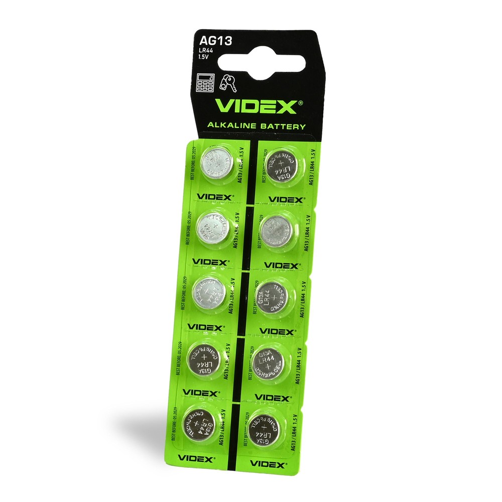 10 Stk. Ag13 Lr44   Alkaline Batteri fra Videx