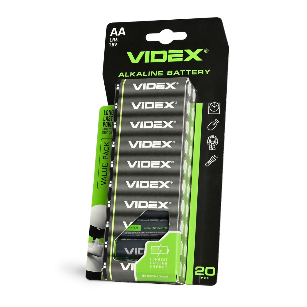 20 Stk. Lr6 Aa Alkaline Batteri fra Videx