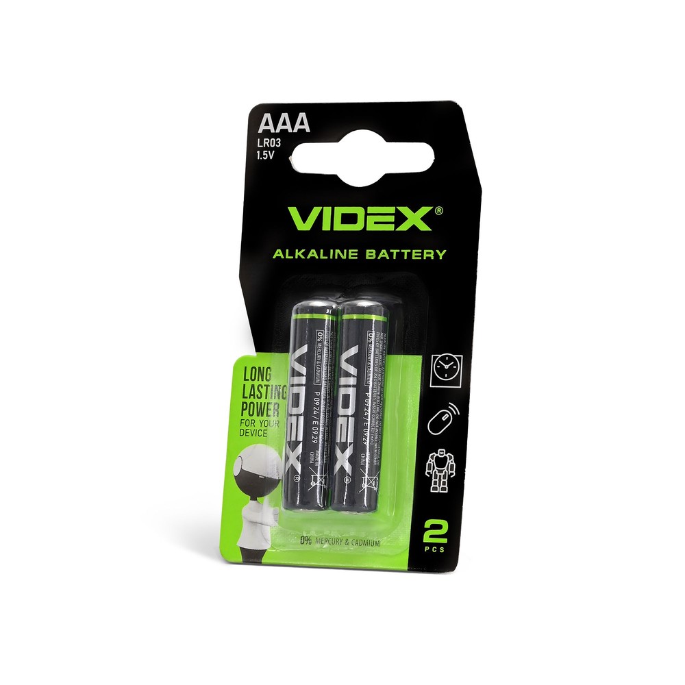 2 Stk. Aaa Lr03 Alkaline Batteri fra Videx