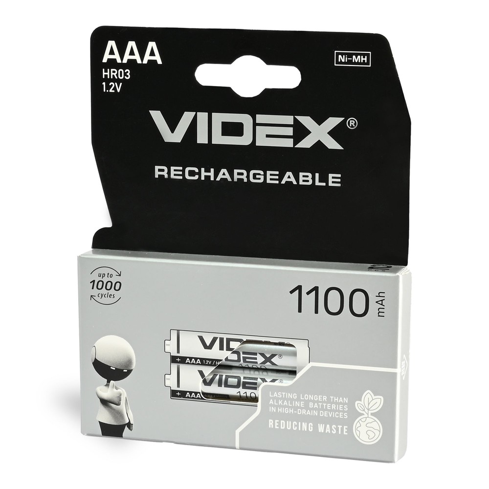 2 Stk. Genopladelig Aaa Batteri Ni Mh, 1100mah fra Videx