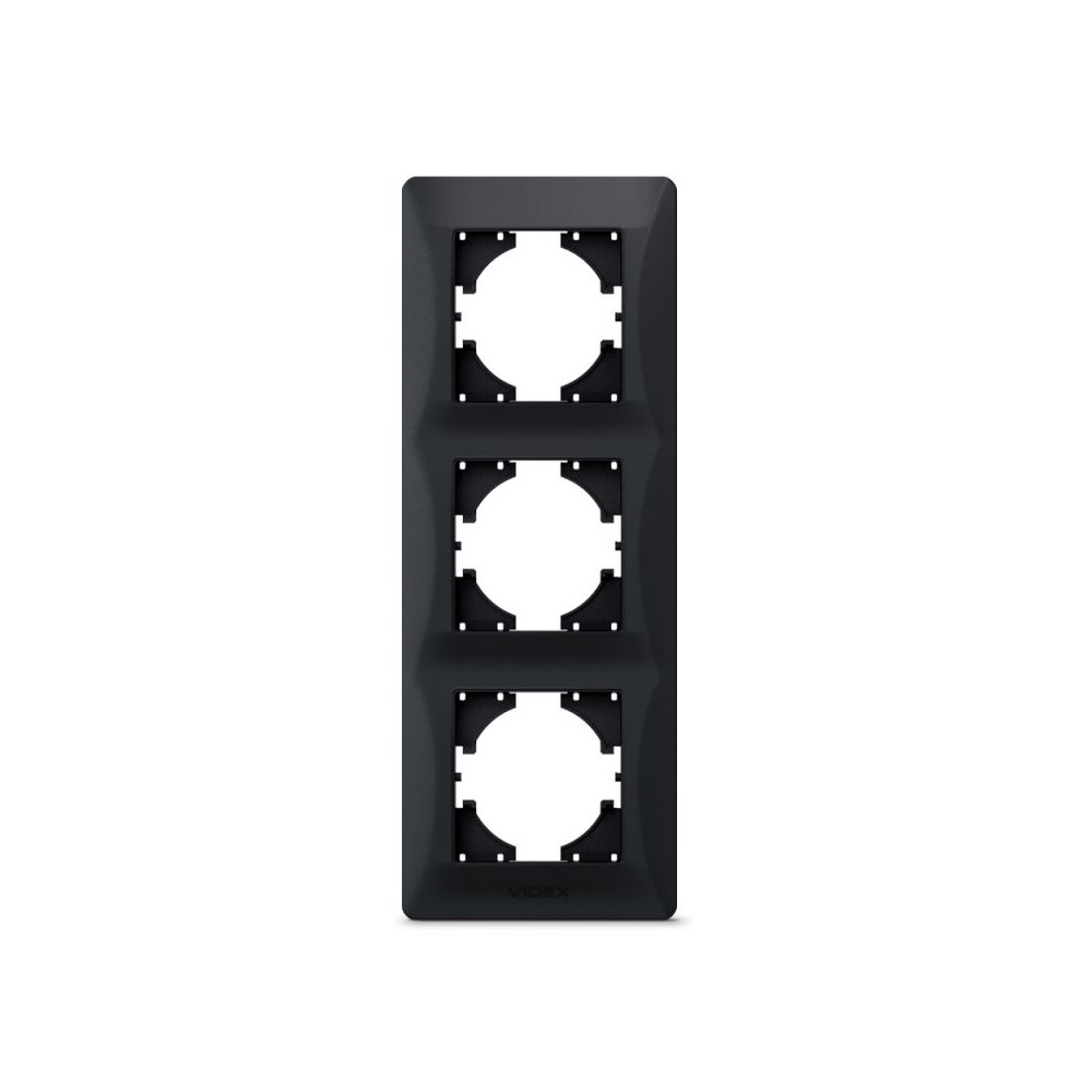Binera 3 Huls Lodret Ramme, Sort Grafit Plast, 228x86 Mm, Til Indbygning fra Videx
