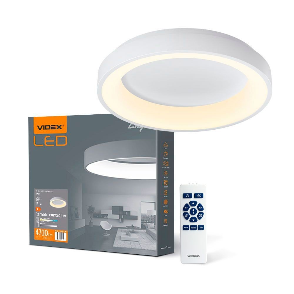 72w Led Loftslampe Med Fjernbetjening 45x45cm, Dæmpbar, Justerbar Cct, Inkl. Fjernbetjening Og Timer Dæmpbar : Via Fjernbetjening, Kulør : Kold fra Videx