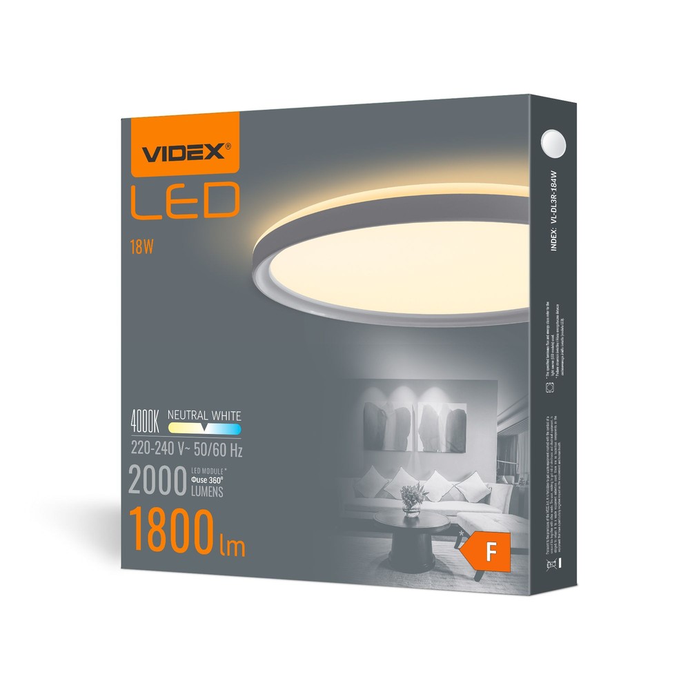 18w ø29,2cm Led Loftpanel 100lm W, 4000k, Ip20 Indendørs, Hvid Kant Kulør : Neutral fra Videx