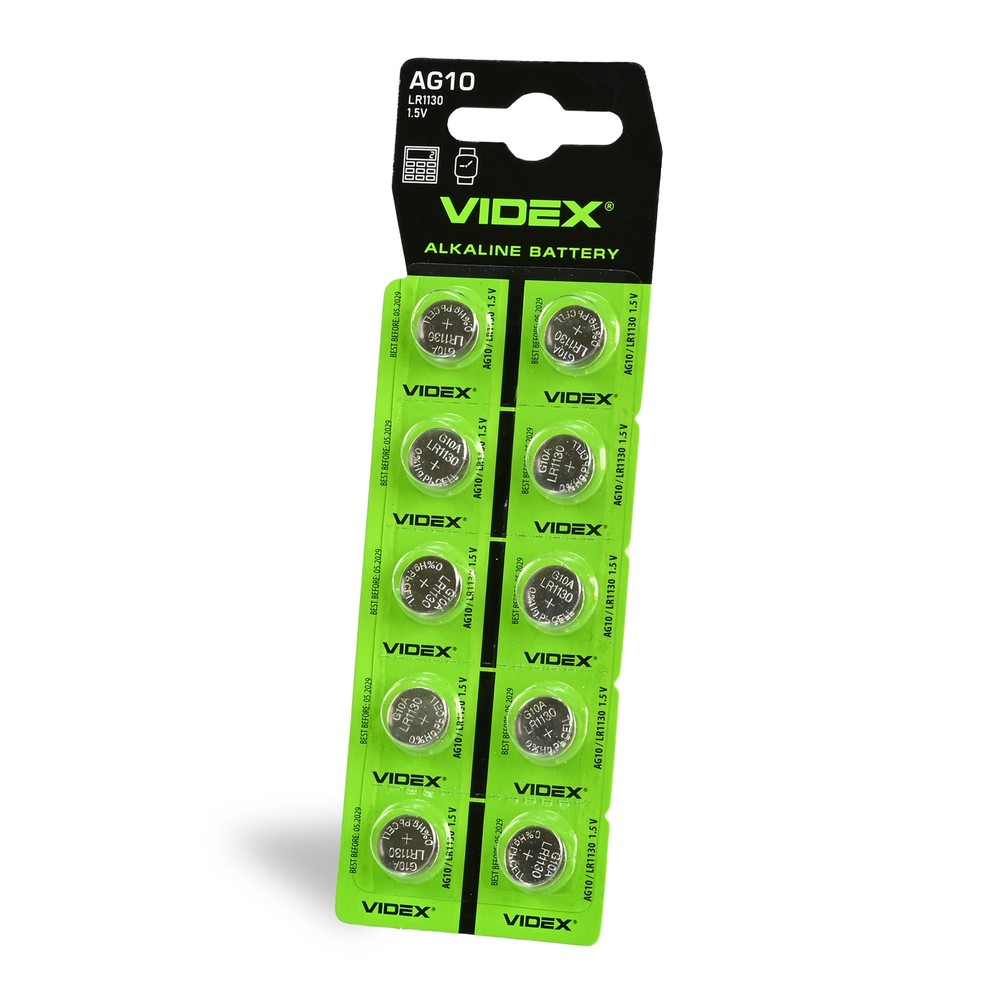 10 Stk. Ag10 Lr1130   Alkaline Batteri fra Videx