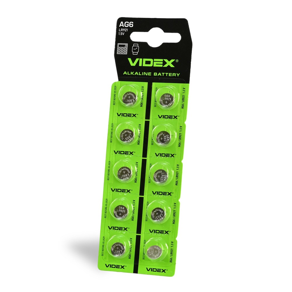 10 Stk. Ag6 Lr921   Alkaline Batteri fra Videx
