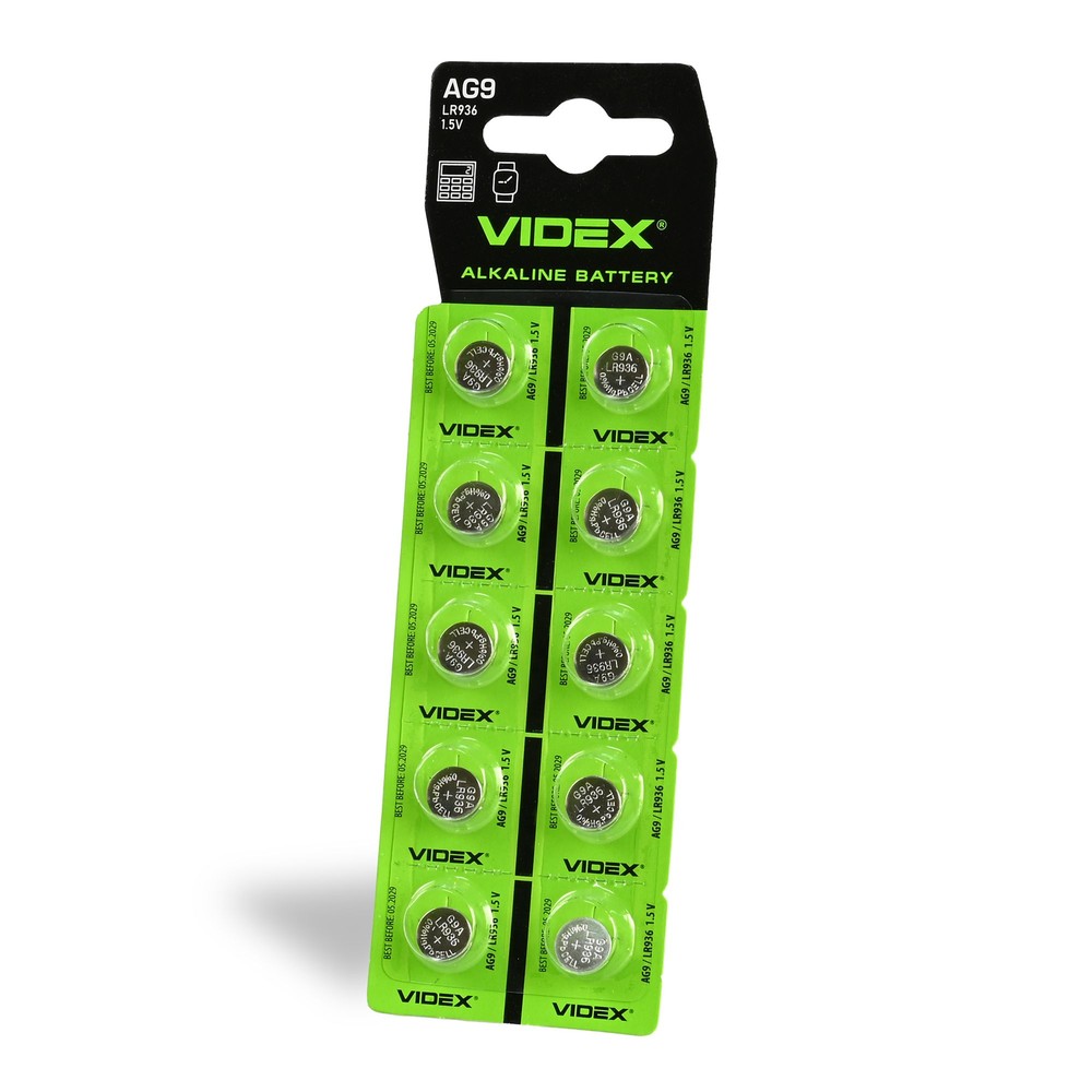 10 Stk. Ag9 Lr936 Alkaline Batteri fra Videx