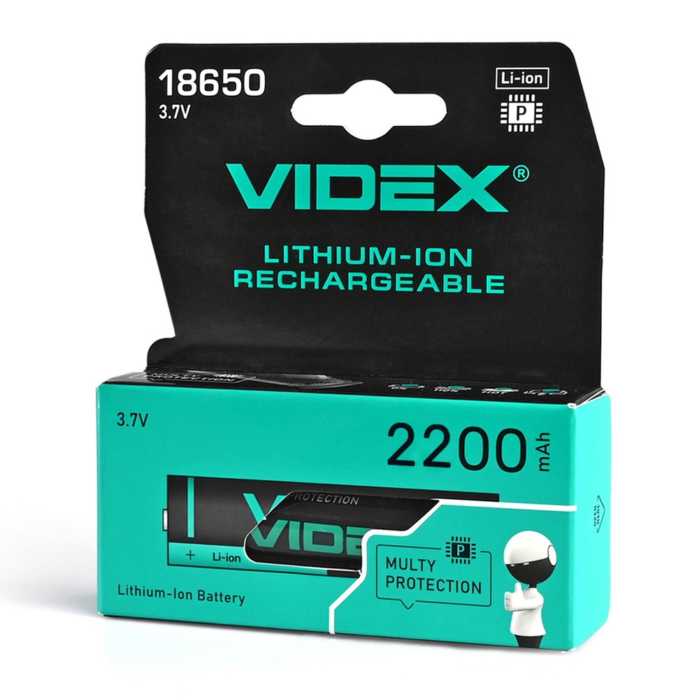 18650 P Lithium Ion Batteri 2200mah, Med Termisk Beskyttelse fra Videx