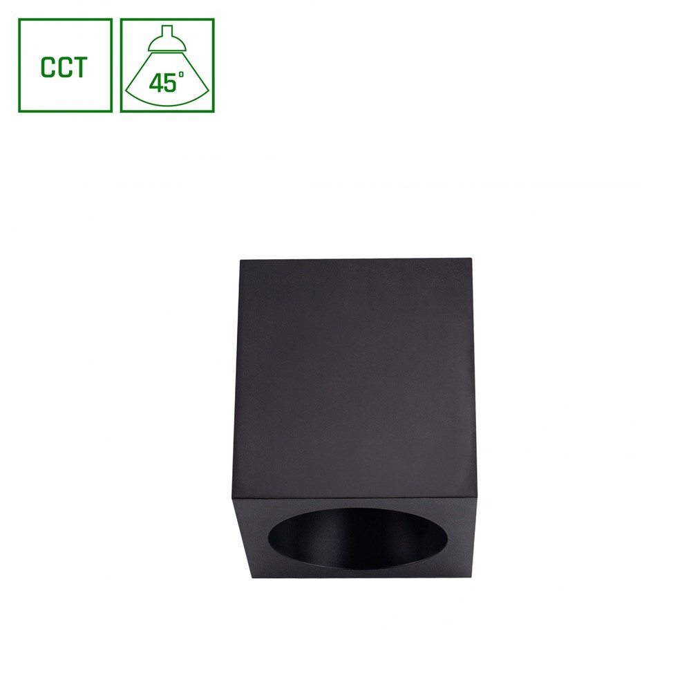 Chloe 7w Firkantet Påbygningsspot Cct, Sort, Ugr19, 90x90mm, 230v, Inkl. Lyskilde Dæmpbar : Ikke Dæmpbar fra Spectrum