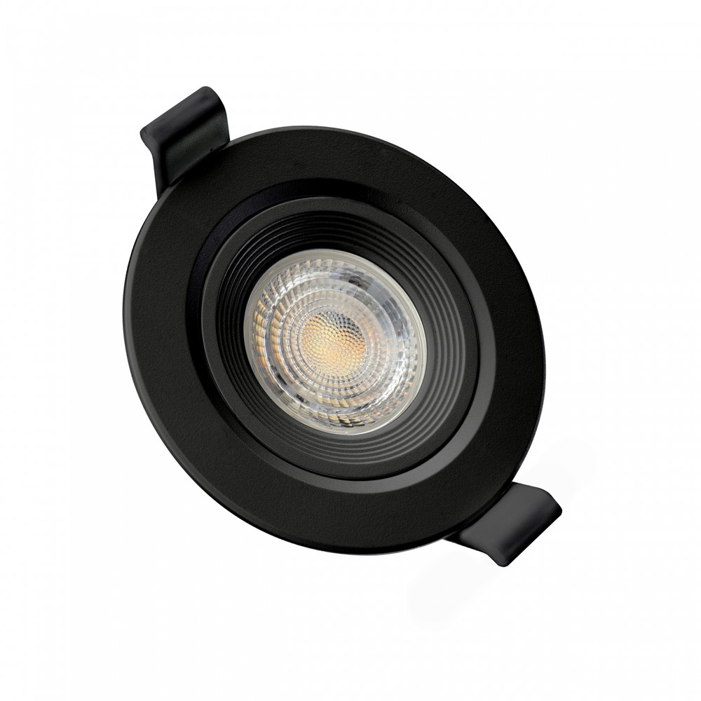 Gu10 Indbygningsspot Fiale Core Flat   Sort, Rund, Justerbar, Ip20, Hul: ø7,5 Cm, Mål: ø9 Cm fra Spectrum