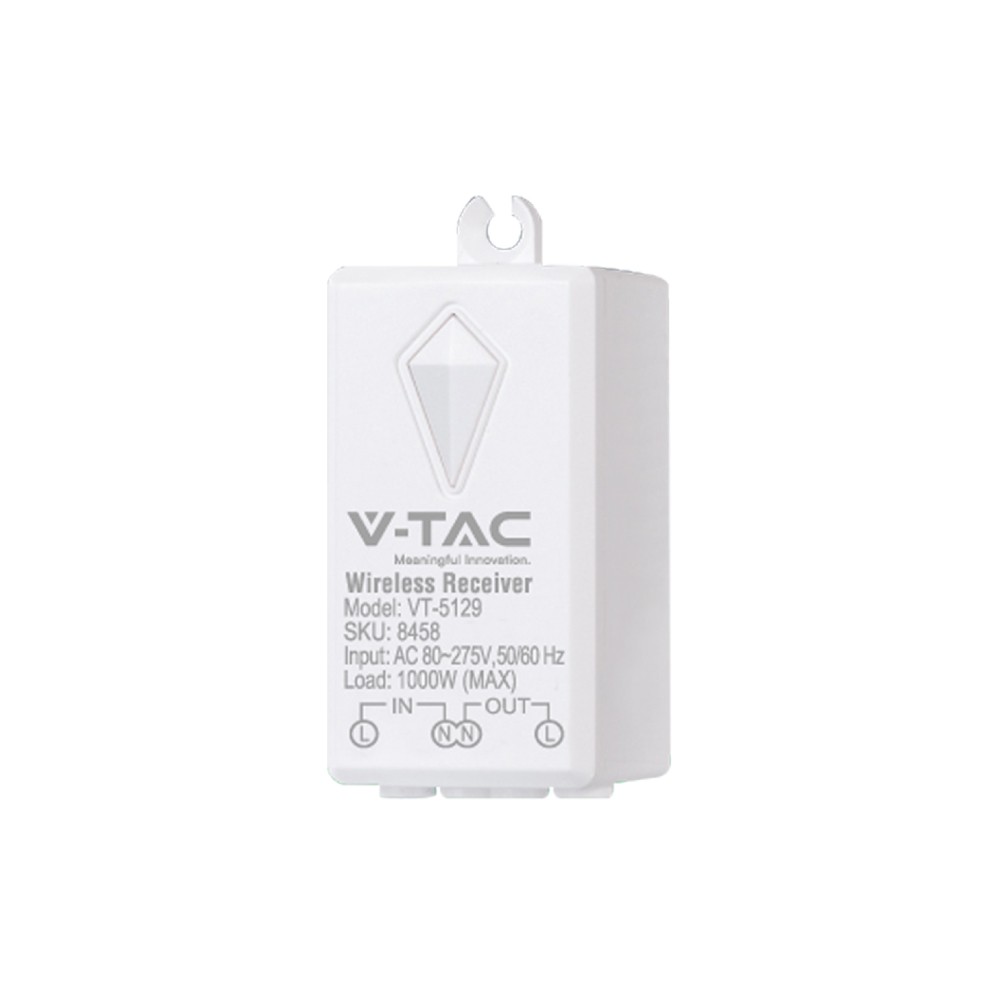 Rf Wifi Modtager Til Trådløse Kontakter 1000w, Rækkevidde Op Til 500m, Hvid, Pc Plast fra V-tac