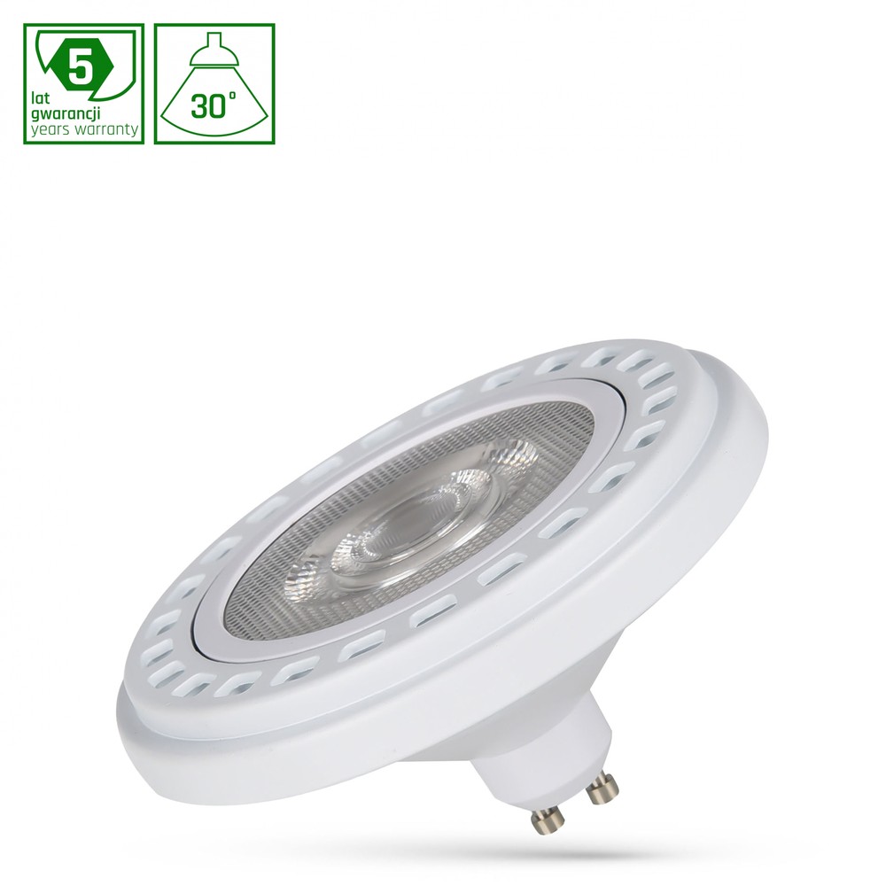 Gu10 20w Ar111 Led Pære, Ra90 30 Grader, 2700k, 1600lm, 5 års Garanti Dæmpbar : Ikke Dæmpbar, Kulør : Varm fra Spectrum