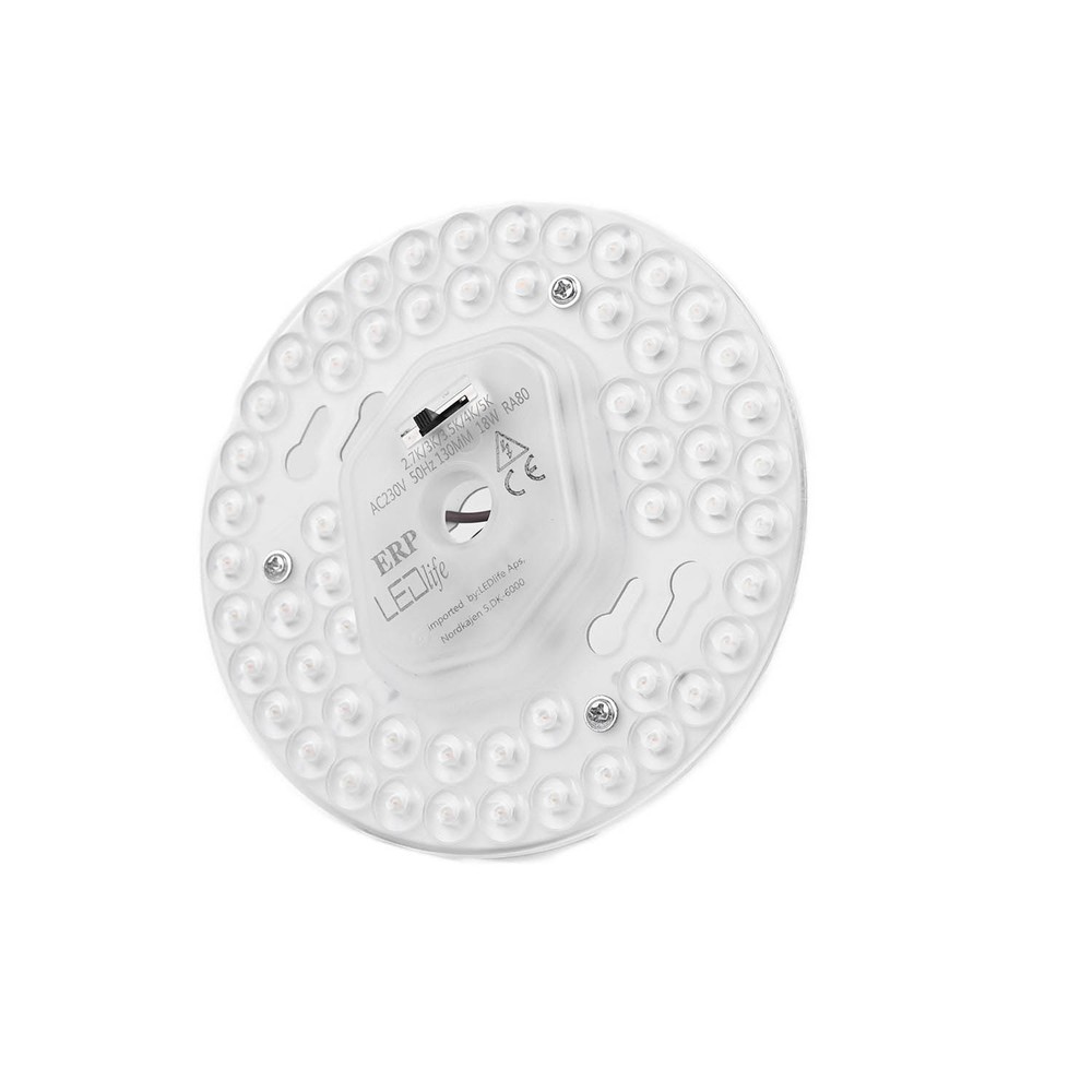 ø13 Cm 18w Led Indsats Med Linser Flicker Free, Valgfri Cct, Erstat G24, Cirkelrør Og Kompaktrør Dæmpbar : Ikke Dæmpbar, Kulør : 5 I 1 fra Ledlife
