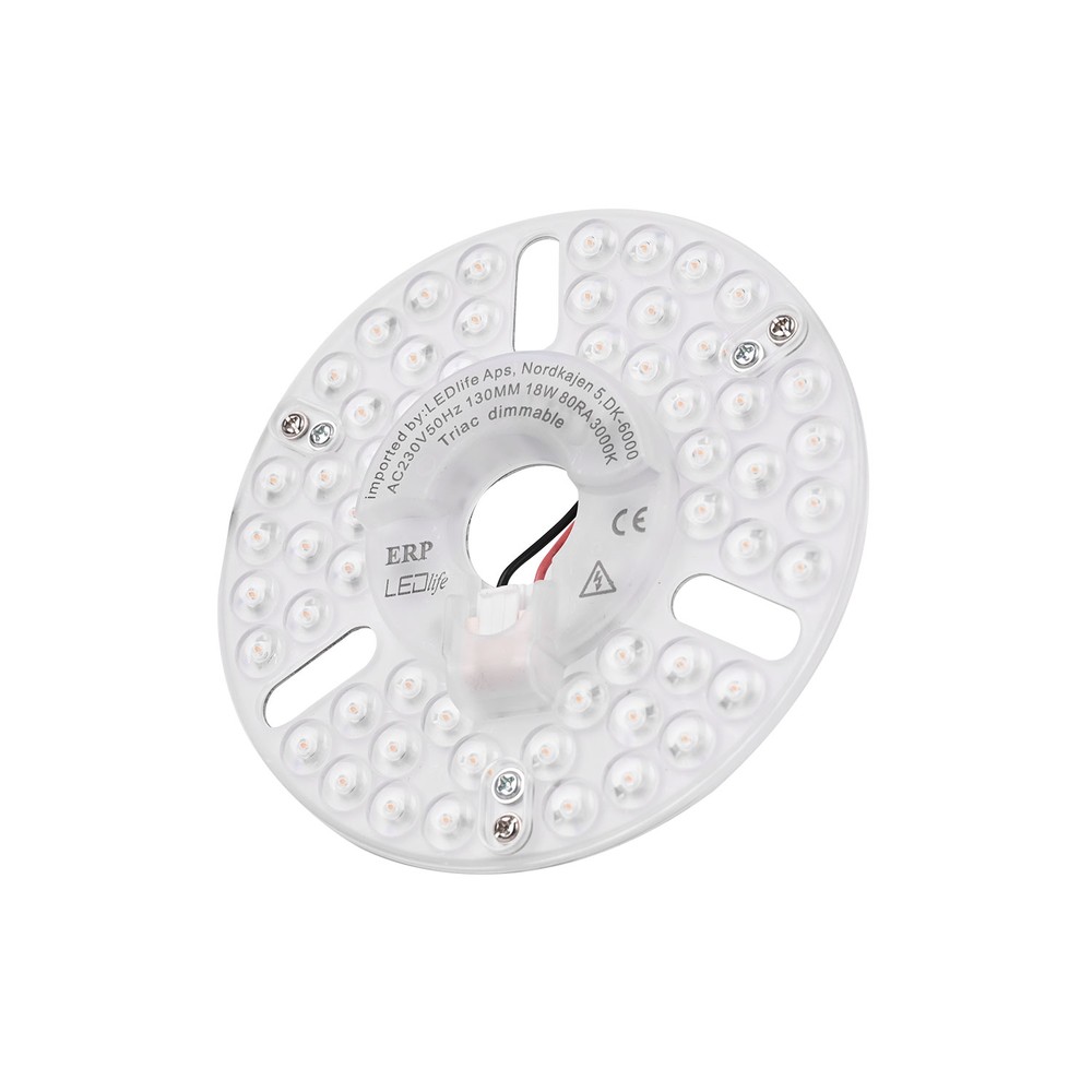 13cm   18w Dæmpbar Led Indsats Med Linser   Flicker Free, Erstat G24, Cirkelrør Og Kompaktrør   Dæmpbar : Dæmpbar, Kulør : Varm fra Ledlife