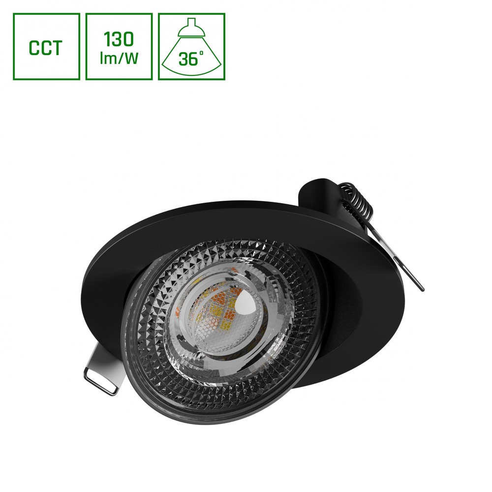6,5w ø10,5cm Mobilo Led Downlight Cct, 850lm, 36°, Ip20, Sort Dæmpbar : Ikke Dæmpbar fra Spectrum
