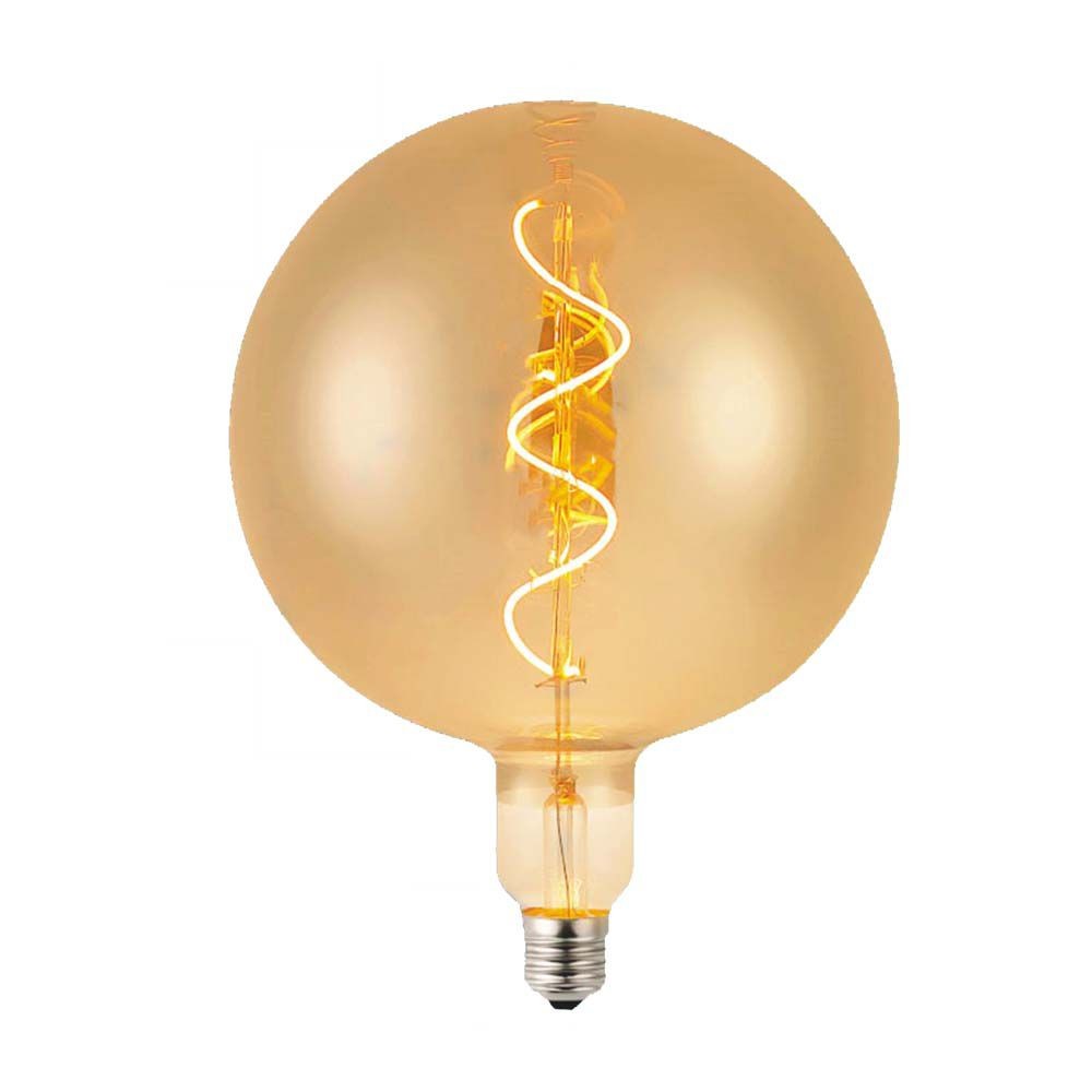 E27 4w Led Filament Spiralpære G200 Globe, Amber Glas, Varm Hvid, 250lm Kulør : Varm fra V-tac