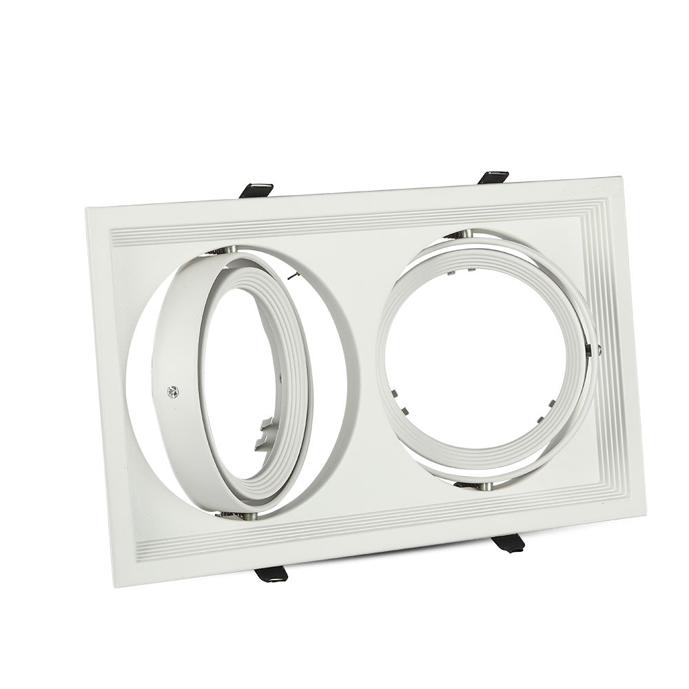 Dobbelt Ar111 Indbygningsspot Hvid, 174x325mm, Ip20, Uden Lyskilde fra V-tac