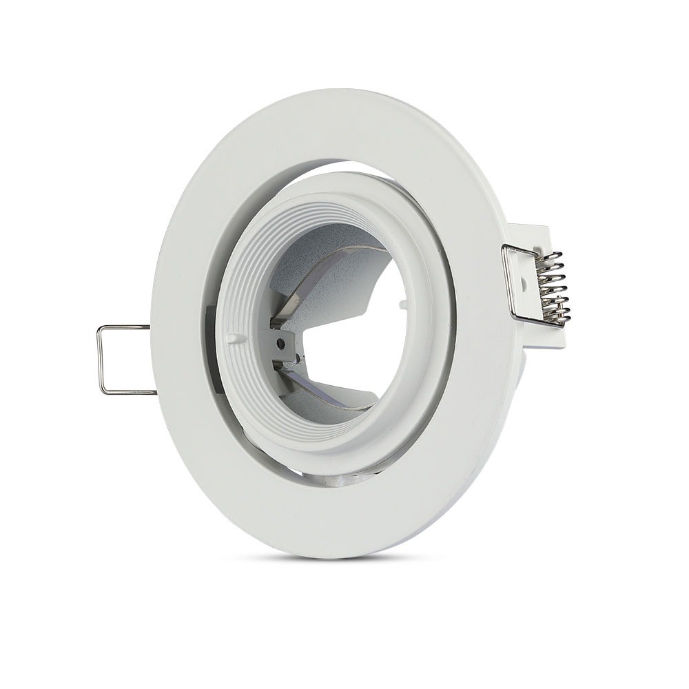Gu10 Indbygningsspot Med 30° Vipbar Ring Rund, Hvid, Aluminium, Hul: ø9,3 Cm, Mål: ø10,2 Cm, Ip20 Indendørs fra V-tac