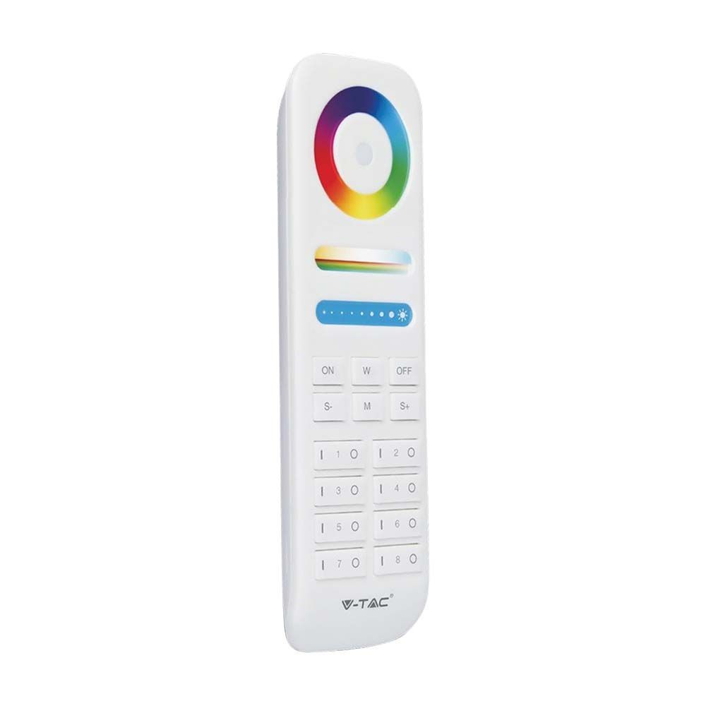 8 Zoners Fjernbetjening Til Led 3v, Hvid, Touch Farvehjul, 2.4ghz, Passer Til Led Strips fra V-tac