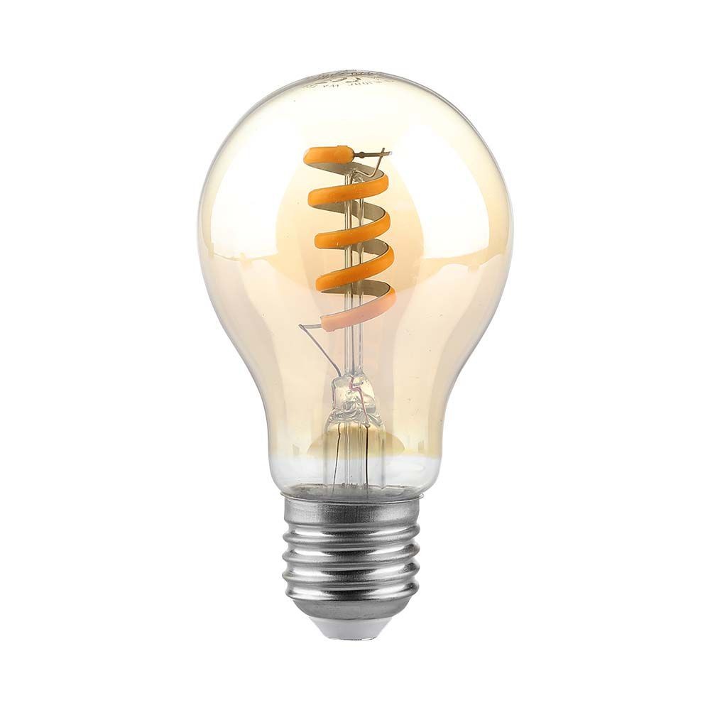 E27 4w Led Pære Spiral Kultråds, Rav Farvet Glas, 1800k Kulør : Ekstra Varm fra V-tac