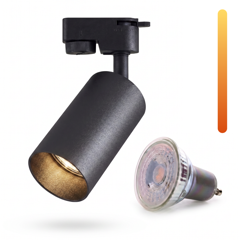 Dim To Warm Gu10 Skinnespot   Inklusiv 6w Dimtowarm Pære, Sort, 1 Faset, 1f2w   Dæmpbar : Dæmpbar, Kulør : Dæmp Til Varm fra Videx