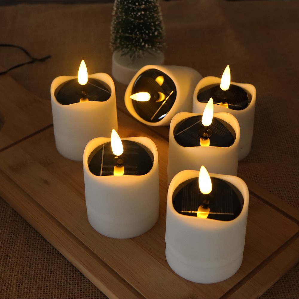 6 Pak Led Solcelle Stearinlys ø5cm, 8cm Høj, Ip44 Udendørs fra Ledlife