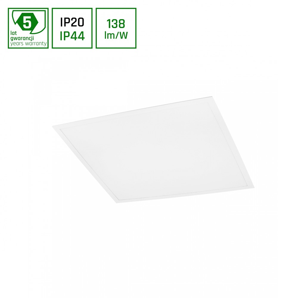 60x60 Led Panel, 40w 6000k, Ip44, Hvid Kant, 5 års Garanti Dæmpbar : Ikke Dæmpbar, Kulør : Kold fra Spectrum