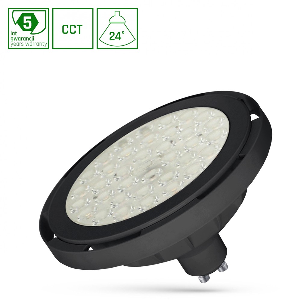 Ar111 Led 8,5w Gu10   230v, 24°, Cct, Sort,     Dæmpbar : Ikke Dæmpbar, Kulør : Cct (varm Til Kold Hvid) fra Spectrum
