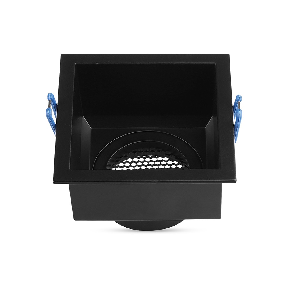 Gu10 Indbygningsspot, Kvadratisk Sort   Honeycomb Anti Glare, Aluminium, Hul: 80x80mm fra V-tac