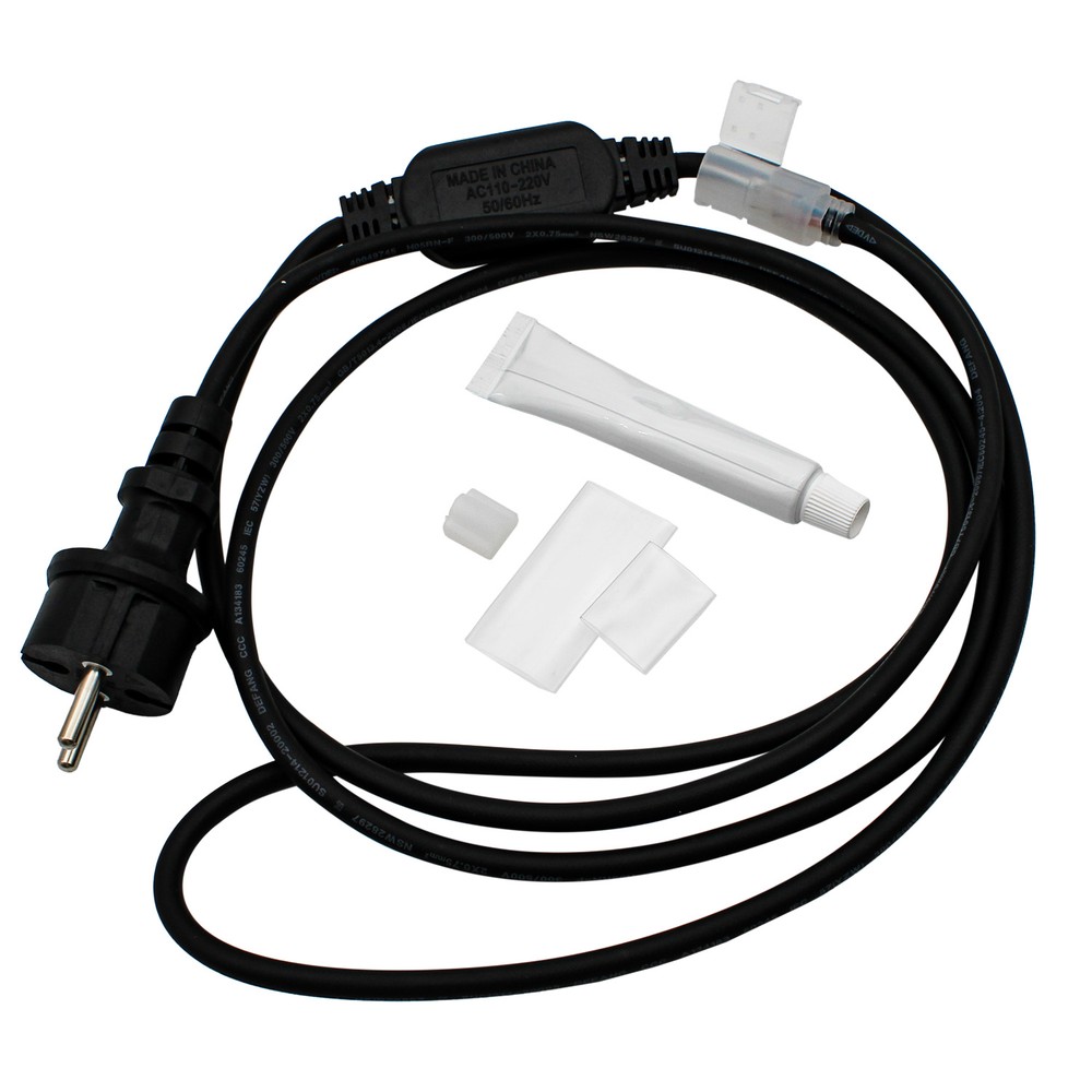 Vandtæt Stik Til 230v Led Strip (slim Cob)   2 Meter, Inkl. Endeprop, 230v fra Ledlife