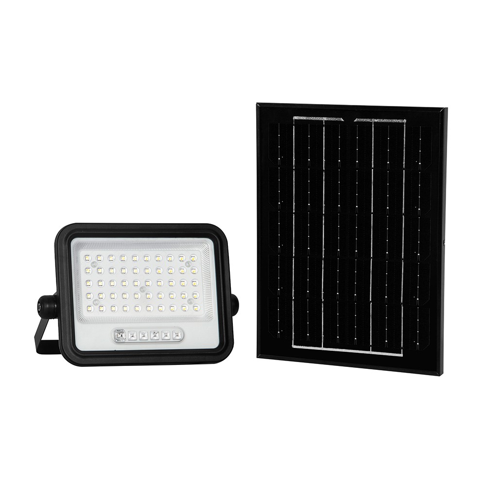 Vt 104w Led Projektør 100w   Med Solpanel, Cct: 7in1, Sort Hus, Batteriindikator, Ip65 fra V-tac