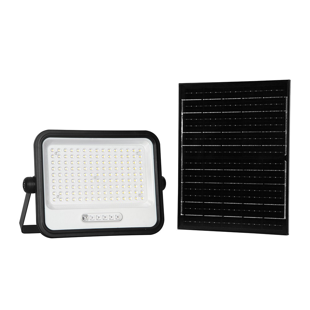 Vt 304w Led Projektør 300w   Med Solpanel, Cct:7in1, Sort Hus, Med Batteriindikator, Ip65 fra V-tac