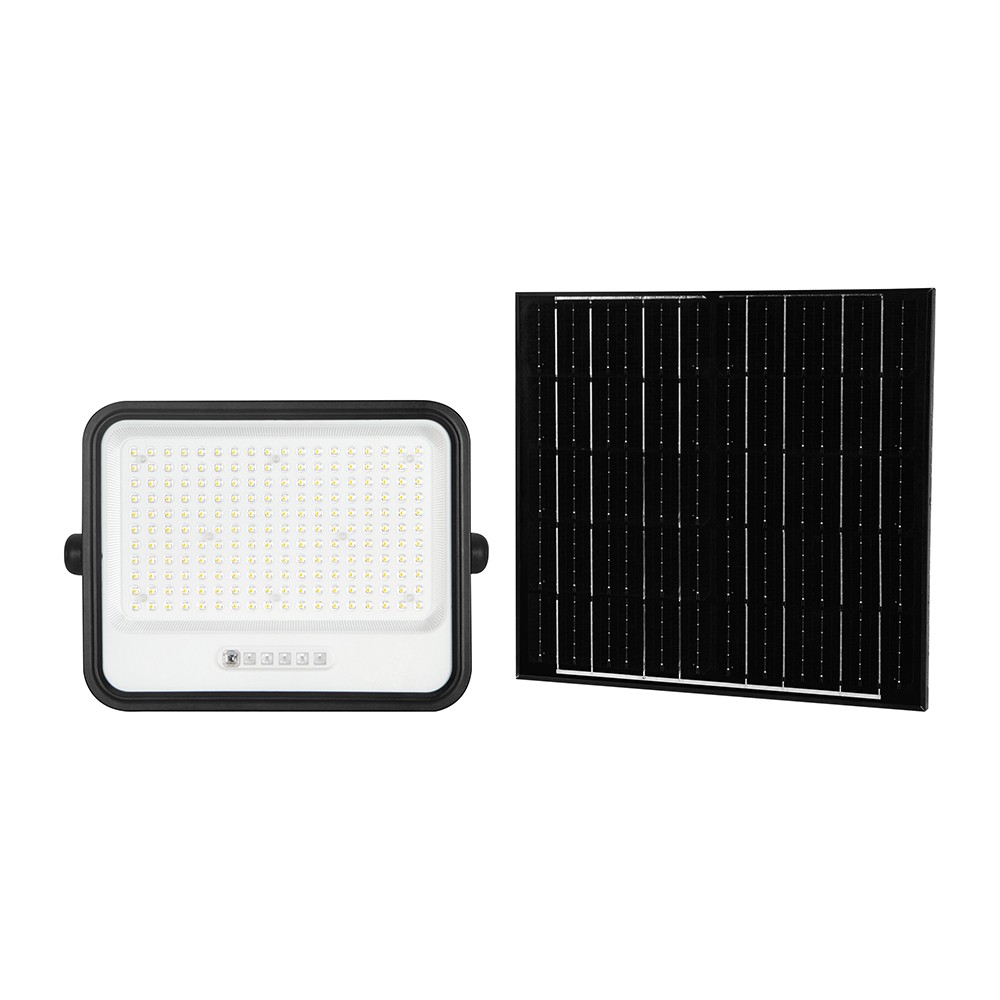 400w Solcelle Led Projektør, 7 I 1 Cct Ip65, Sort, Lifepo4 Batteri, Inkl. Solpanel Og Batteriindikator fra V-tac