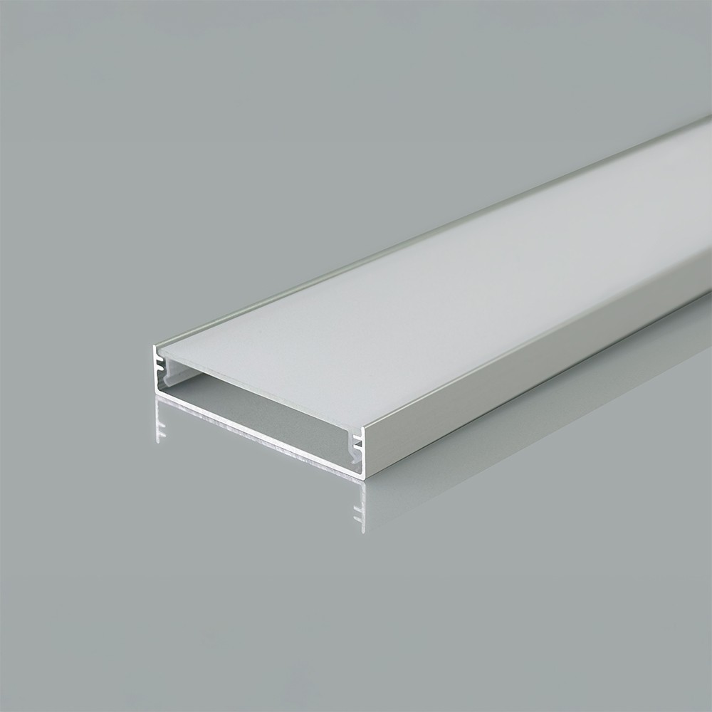 2m Alu Profil Til Led Strips 50x10 Mm, Sølv, Mat Cover, Til Brede Strips Op Til 48mm fra V-tac